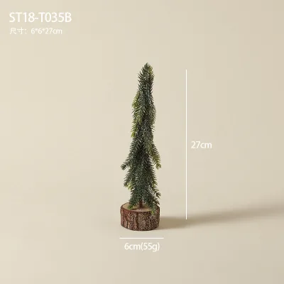 Small Glitter PE Artificial Christmas Tree With Wood Base Multi Size Table Ornament for Holiday Indoor Decor