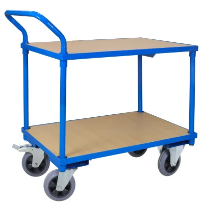 Factory Direct Price Heavy Duty Platform Tryck Double Deck Cart Mail Order Box Double Deck Cart