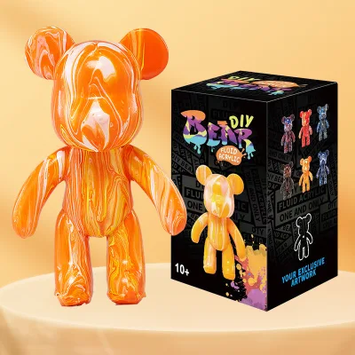 Hot Sales New Graffiti Fluid Paint Doll Paint DIY Fluid Bear White Saving Banks Fluid Bear Figurines Art Toy