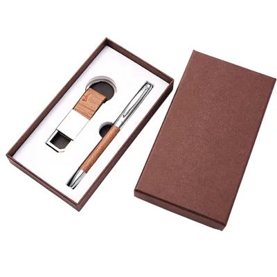 Popular Promotional Customized Metal Pen with Key Chains Set Silk Screen Printed Business Private Gift Sets for Men