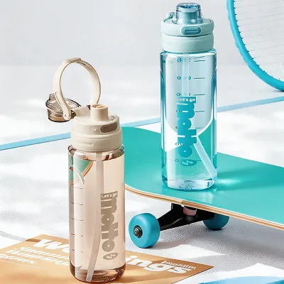 Student Cup Portable PC Bottle Men Women Summer Fitness Sports Flask Straw Drop-Resistant Leak-Proof On-the-Go