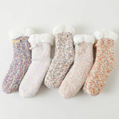 Indoor Home Winter Women Anti Slip Thick slipper socks