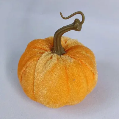 8cm Artificial Harvest Velvet Fabric Styrofoam Pumpkins for Home Halloween Thanksgiving Fall Decorations
