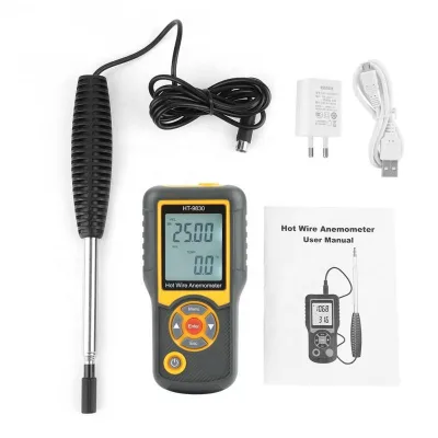 Down to 0.1m/s Wind Speed Measuring Gauge Digital Thermistor Anemometer for Industry Hot Wire Anemometer 198*85*45mm 0.01m/s OEM