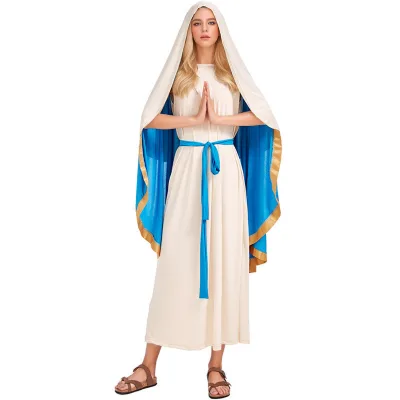 Virgin Mary Costume Party Costume for Adult Women Halloween Cosplay Adult Virgin Mary Costume