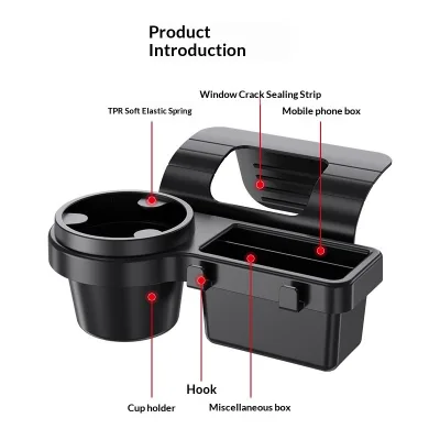 Multifunctional Leather Car Phone Holder with Cup Holder Window Storage Rack Key Organizer Window Door Edge Mount