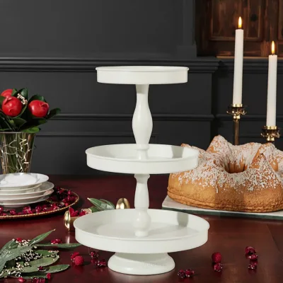 High Quality Modern White Metal Layered Cake Stand for Wedding Christmas Decoration