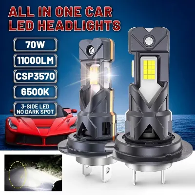 New Design 3 Sided LED Headlight Bulb 70W No Dark Spot 1:1 Mini Plug and Play Car Motorcycle Auto LED Headlamp