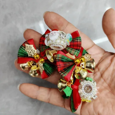 New Arrival 10% OFF Christmas Acrylic Beads With Santa Bell Bow Printed Ribbon Spacer Charms for DIY Beaded Pen Keychain Holiday