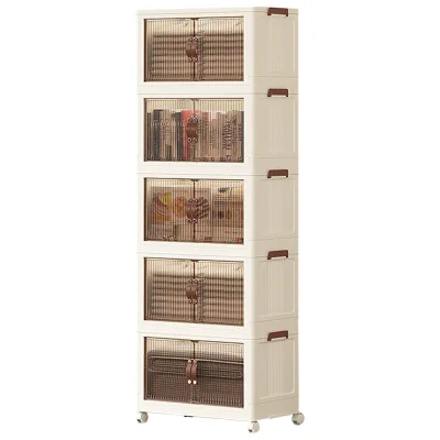 Transparent PP Plastic Foldable Storage Cabinet with Injection-Molded Design-Durable Multifunction Household Clothing Organizer