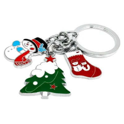 Custom Keychain Xmas Christmas Charm Keyring Custom Snowman Stock Christmas Tree Key Chain
