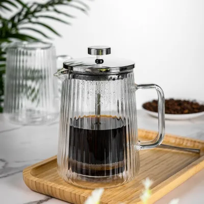 Cross-border Hand-brewed Coffee Pot High Borosilicate Glass Heat-resistant Double-layer Filter Press Pot Home-use Minimalist