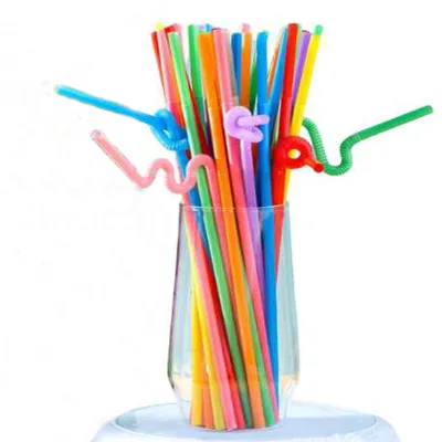 Disposable Plastic Straws Bendable Spiral Flexible Straw for Juice