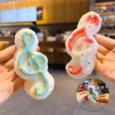 HECION Silicone Music Note Squishy Keychain Food Grade Stress Relief Fidget Toy Mud Texture Squeeze Pendant Gift for Students