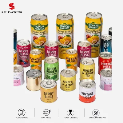Custom OEM 100ml to 1L Wholesale Empty Easy Open Round Metal Tinplate Cans Packaging for Whiskey Spirits Liquor