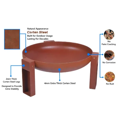 Wood burning corten steel metal fire bowl outdoor cauldron fire pit FIRE BOWL