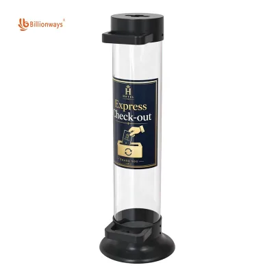 Custom Hotel Key Card Return Bin Express Checkout Floor Standing Clear PC Key Drop Box with Logo OEM ODM