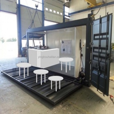 20ft Cafe Mobile Food Container Coffee Shop Design Hydraulic System Mobile Shipping Interior Design  Counter Container Cafe