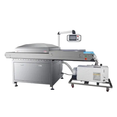 Automatic Continuous Vacuum Sealing Machine Chamber Belt Meat Fish Chicken Conveyor Belt Vacuum Packing Machines for Food