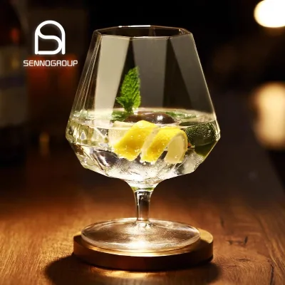 Creative Diamond Shaped Brandy Snifter Octagonal Short Footed Goblets Clear Wine Cocktail Cognac Brandy Glass