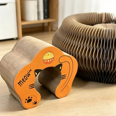 Cartoon Accordion-Style Cat Scratcher Durable Corrugated Paper Cat Tree