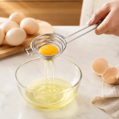 Factory Stainless Steel Egg Separator Spiral Egg Yolk White Separator Filter Tool for Baking Cooking Kitchen Gadget
