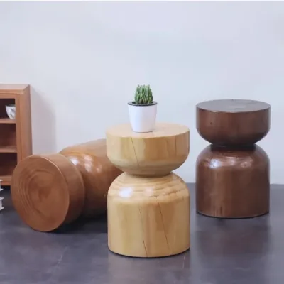 Factory Sale Wabi -sabi Modern Eco-Friendly Round Wooden Coffee Table & Side Table Tree Stump Stool