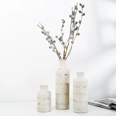 Modern Porcelain Vase Set of Three Pieces White Craft Display Vase for Tabletop Decoration Halloween Home Decor