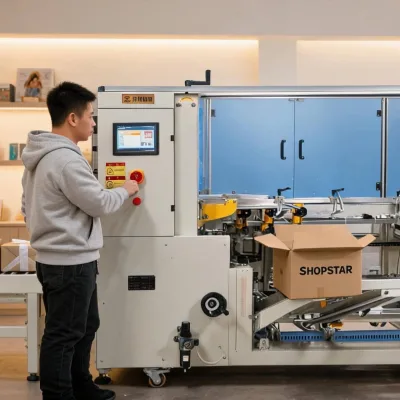 DQKX-655 Automatic Carton Folding Machinery for Corrugated Cartons with Automatic Bottom Taping System