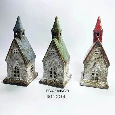 Ceramic  Christmas Village House  Gingerbread  House Figurine Craft  for Christmas Decoration