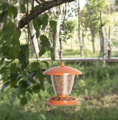 Automatic Hanging Bird Feeder Eco-Friendly Transparent Acrylic for Garden Wild Birds Stylish Iron Design for Small Animals