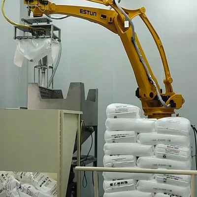 Automatic Visual Grasping Robot for Depalletizing Bag Packed Raw Materials of Shrimp and Crab Compound Feed
