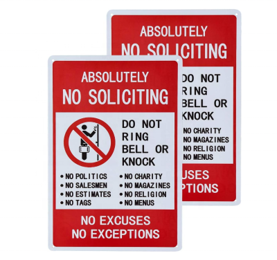 No Soliciting Sign No Exceptions Front Door Home Business Security Signs