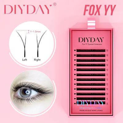 DIYDAY YY Fox Eyelash Extension Three Layers Y Shaped Premade False Lashes Machine Made PBT Left Right Elongated Your Eyes