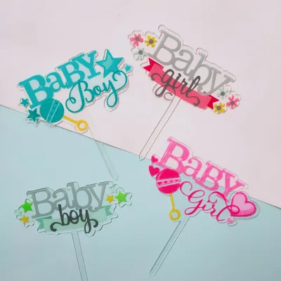 Custom Baby Shower Decoration Baby Girl Baby Boy Acrylic Cake Topper for Gender Reveal Birthday Cake Decoration