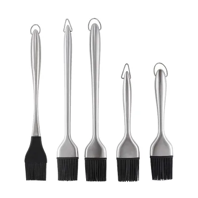 Besafe Stainless Steel Grilling BBQ Oil Basting Brush with Back up Silicone Brush Head Cooking Baking Tools for Kitchen