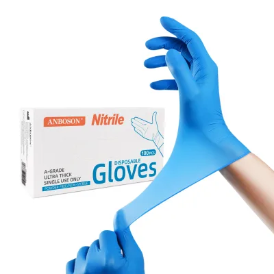 ANBOSON Barber Disposable Glove Hair Hand Free Powder Blue Elastic Soft Nurse Safety Blended Vinyl/Nitrile Gloves Hand Guard