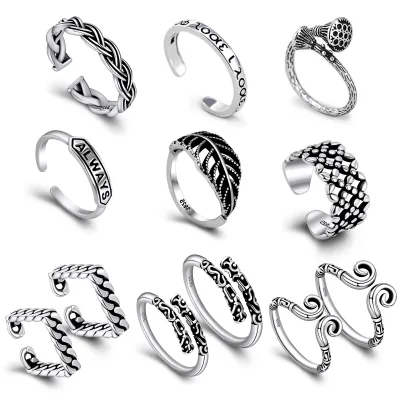 Chic Open - End Ring Collection: Unique Styles Including Braids, Leaves & Engravings, Ideal for Stylish Individuals