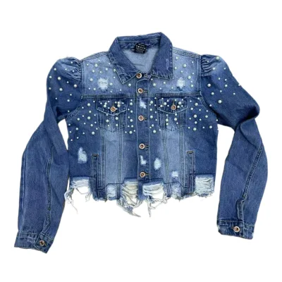 ON SALES Diamond Button up Denim Outdoor Jackets Girl's Short grinding Jacket Women's Daily Wear Jackets