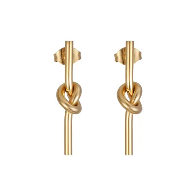 Niche Design Stainless Steel Knotted Long Earrings Fashion Irregular Punk Earrings