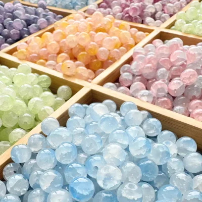 2024 Summer New Style 8mm Two-Tone Jade Crushed Glass Beads Loose Beads for Bracelet Necklace Handmade Crystal Lampwork Glass