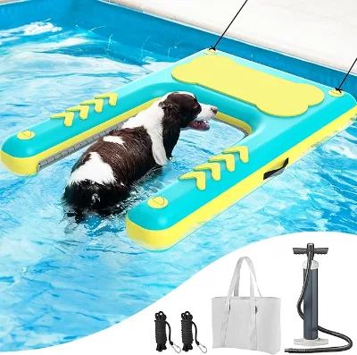 Foldable Pet Ramp Pool Float Non-Slip Dog Dock Platform Inflatable Dog Water Ramp