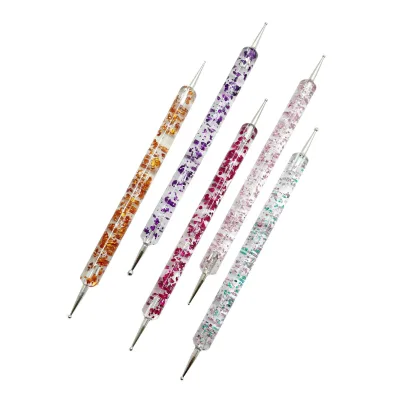 Manufacturer Wholesale Manicure Pen Set 5 Double-Ended Acrylic Dot Flower Pens Log Dot Pen for Nail Use Synthetic Hair Brush