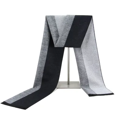 New Men's Winter Warm Cashmere Scarf Classic Plaid Checked Business Scarf Long Tassel Knit Scarf Black Gray Red Beige Navy Blue