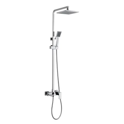 Wall Mounted Shower System Chrome Rain Shower Head with Handheld Spray Tub Spout Mixer Valve Diverter Modern Bathroom