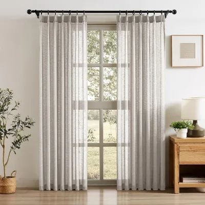 Modern White Beige Woven Linen Tulle Fabric Curtain with Waterproof Translucent Shading Yarn for Home Living Room Bedroom
