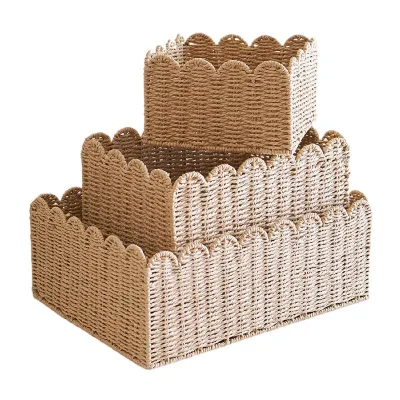 Paper rope woven storage basket household large capacity desktop storage basket snacks and toys