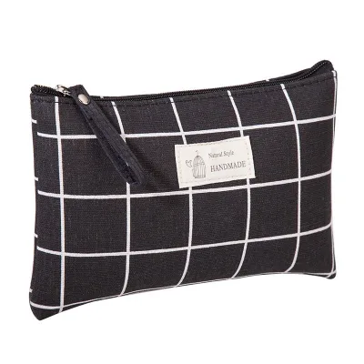 Promotional Cotton Makeup Lipstick Brush Pouch Custom Small Flat Zipper Beauty Pouch Sublimation Printing Canvas Cosmetic Bags
