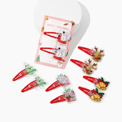 Cute Christmas Hair Clip with Frizzy Hair Strand Featuring a Sweet Festive Atmosphere and a Side-parted Hairstyle