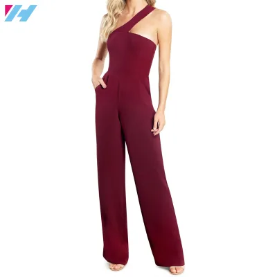 Custom High Quality One-Shoulder Jumpsuit Sleeveless High Waist Slim Bodysuit for Women